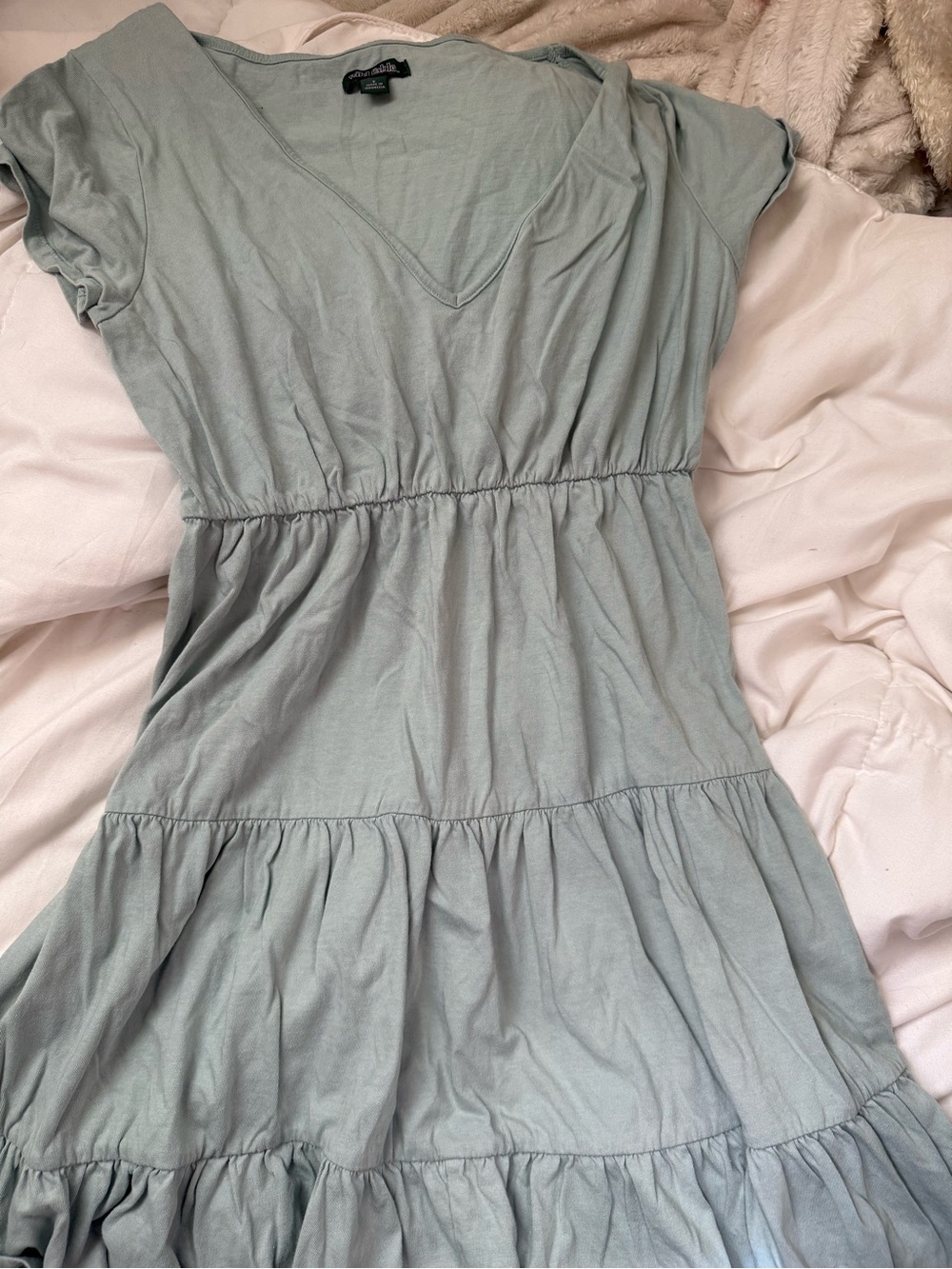 wild fable Sage Green Tiered V-Neck Dress